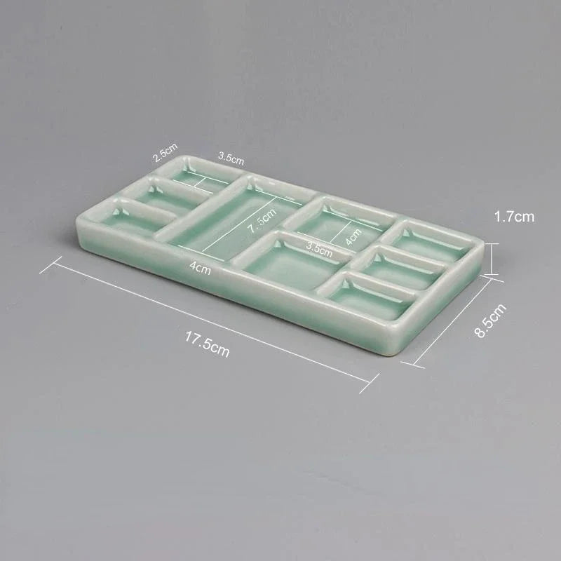 Ceramic Square Palette Multi-grid Watercolor Oil Paint Tray Adult Beginner Portable Art Supplies Jingdezhen Firing