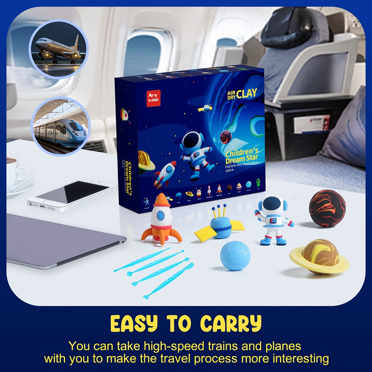 Air Dly Clay Kit, Space Trip In Childrendream Air Drying Clay For Kids 12 Boxes, DIY Magic Clay Set, Ultra Light Modeling Clay, Air Drying Clay Process Easy To Use Accessories, Tools
