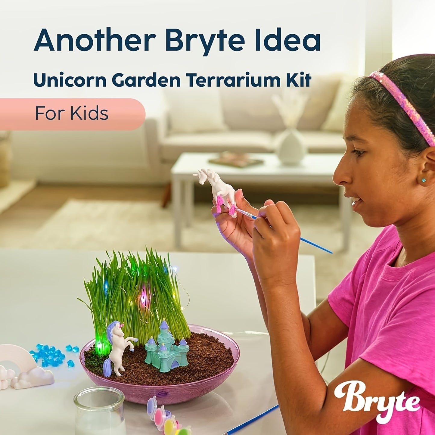 Light Up Unicorn Terrarium Kit - Grow Plant, Castle, Paint Set, Crystal Rock, Fairy Garden Lights, Arts & Crafts, STEM Activities, Birthday Gifts