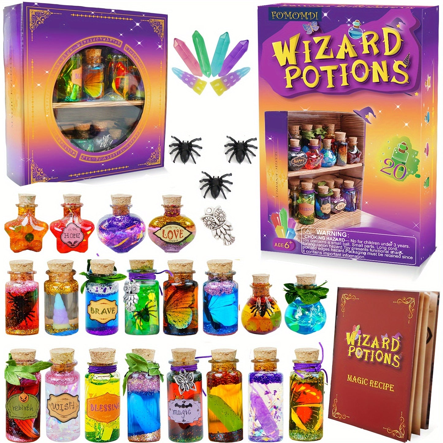 FOMOMDI DIY Wizard Potions Kit, Mix 20 Bottles Fairy Magic Potions, Valentine'S Day Halloween Birthday Art Craft Gift For Girls Kids