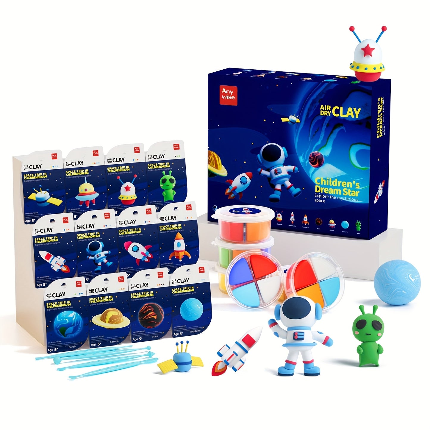 [Magic Air Dry Clay] 48 Colors Air Dry Clay Set, DIY Magic Clay | Super Light Modeling Clay, Individually Packaged 12 Boxes, Comes with Accessories, Tools and Tutorial, Easter Slime Fun for Kids