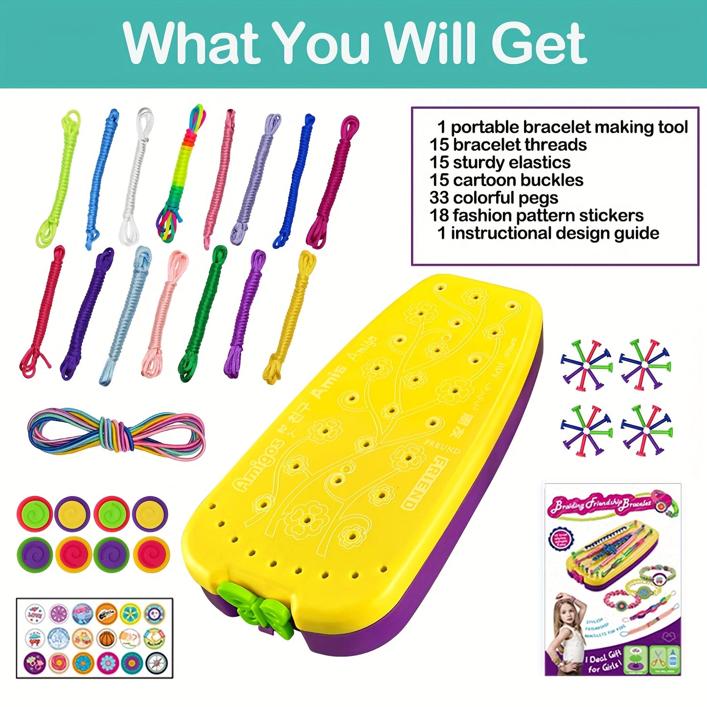 [DIY Bracelet] Friendship Bracelet Making Kit | Ages 7 8 9 10 11 12 Year Old Girls | Arts And Crafts | DIY | Birthday Present For Teen Girl | Travel Activity Set