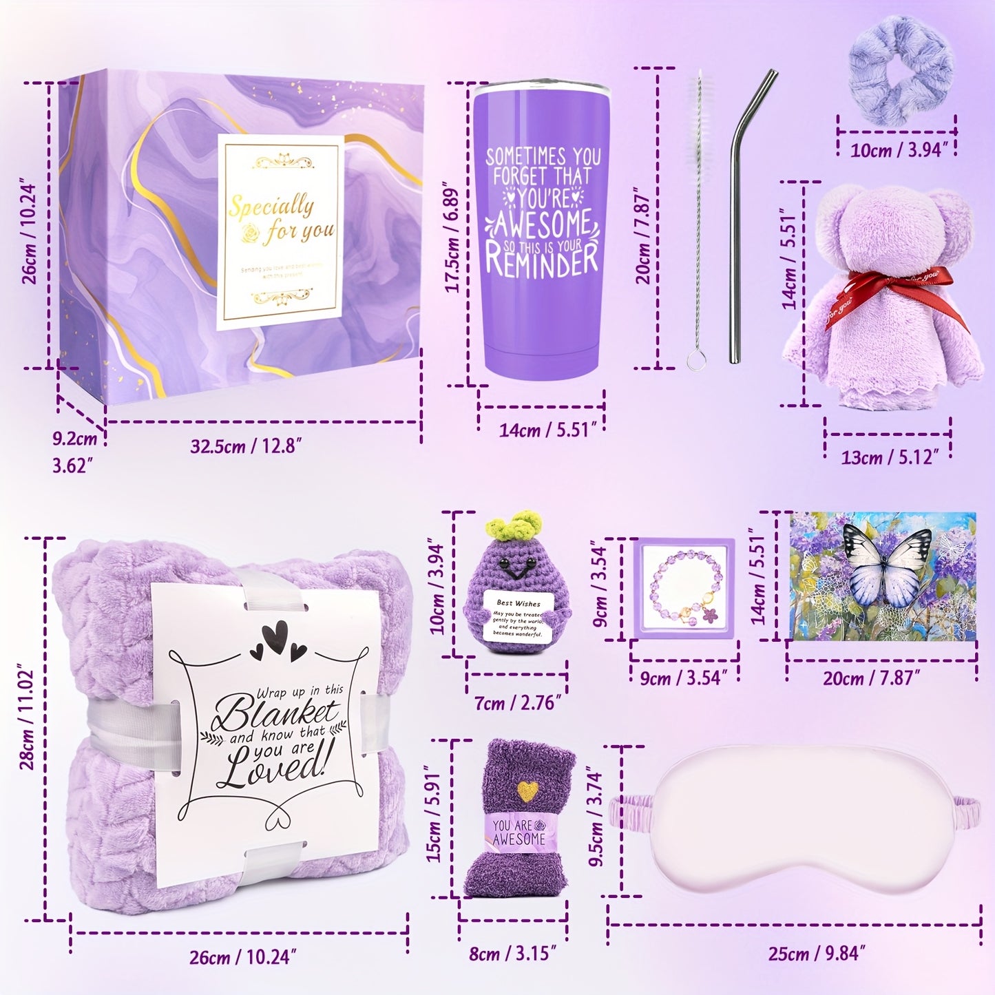mother's day gifts [16pcs lavender gift box] Women's exclusive gift set Unique gift for mother, wife, girlfriend and sisters on birthday/Christmas/Valentine's Day/Mother's Day | lavender gift basket