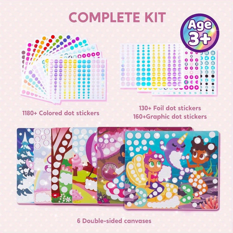 [No Mess | Sticker Art] No Mess Sticker Art | 1 Set Dot Art Activity For Kids | Crafts Supplies, Easter Birthday Gifts, Airplane Travel Toys For Boys & Girls Ages 3, 4, 5, 6, 7