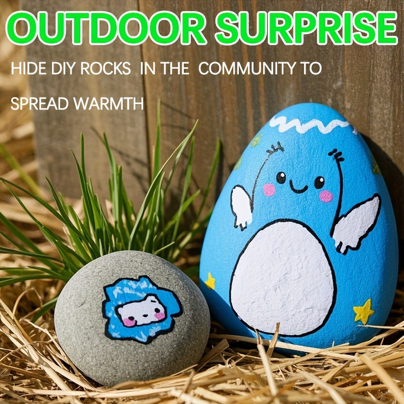 [Just Launched!] DIY Smiley Rock Painting Kit With 6 - Color Veggie Face Art Palette, A Must - Have Creative Gift For Kids
