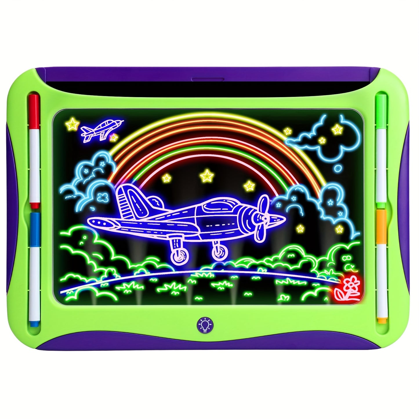 [Luminous Drawing Board] 9 Double-Sided Cards, 6 Markers LED Kids Drawing Board | Luminous Tracing Board, Graffiti Writing Board Learning Toy | Girls Toys for 6-8 Years Old, 4-6 Years Old Christmas Birthday Gift