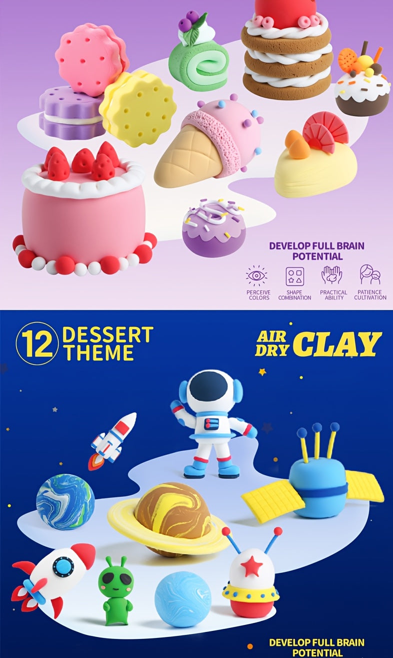 [Magic Air Dry Clay] 48 Colors Air Dry Clay Set, DIY Magic Clay | Super Light Modeling Clay, Individually Packaged 12 Boxes, Comes with Accessories, Tools and Tutorial, Easter Slime Fun for Kids