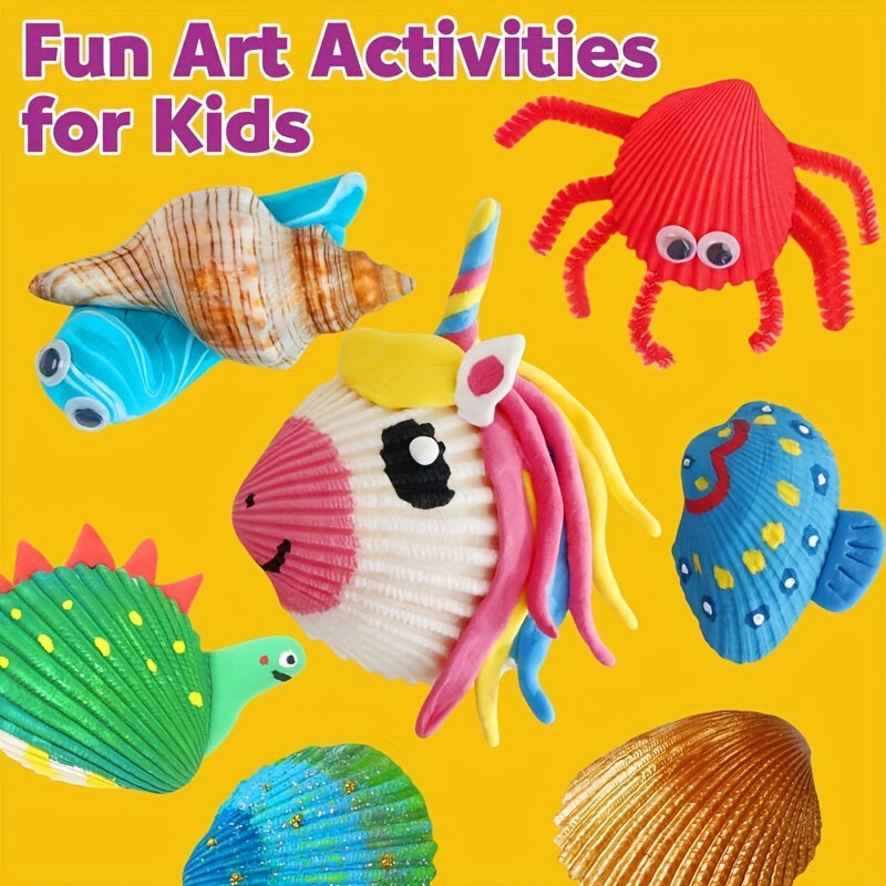 [Creative | DIY] pigipigi Sea Shell Painting Kit | Creative DIY Art Supplies for Kids | Art Craft Toy Gift for Toddler Boy Girl Ages 4 5 6 7 8 9 10 11 12 Year Old - Birthday Christmas Easter Party Game Activities