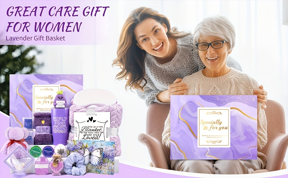 mother's day gifts Gifts for Women, Lavender Gifts Set,16pcs Gift Set for Women, Mom, Wife, Girlfriend, Sister, Unique for Birthday, Christmas, Valentine's Day, Mother's Day Gifts - Lavender Gift Basket Set