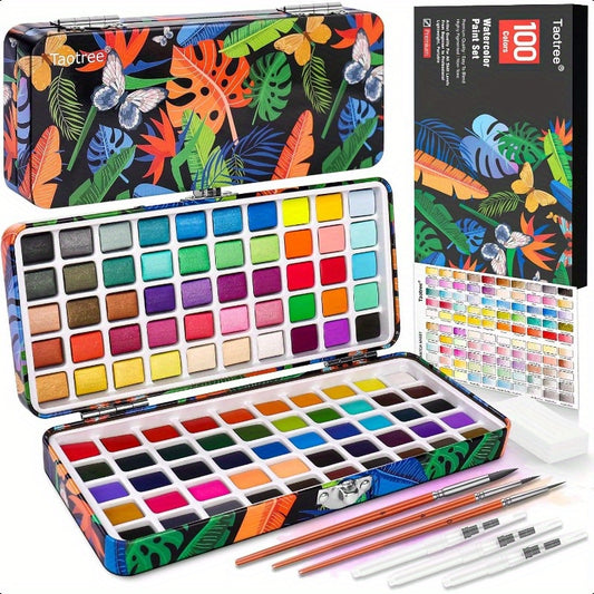 Watercolor Paint Set 100 Colors Art Supplies Watercolors Kit Travel Water Colors with Paints Brushes Crafts Painting Supplies Drawing Gifts for Teens Girls Boys s