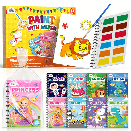 [24 Mini Coloring Books] 24 ZMLM Water Coloring Books for Kids | Bulk Mini Coloring Books for Ages 4-8, Small Activity Books for Toddlers Art Crafts Classroom Birthday Return Gifts Christmas Goodie Bag Stuffers