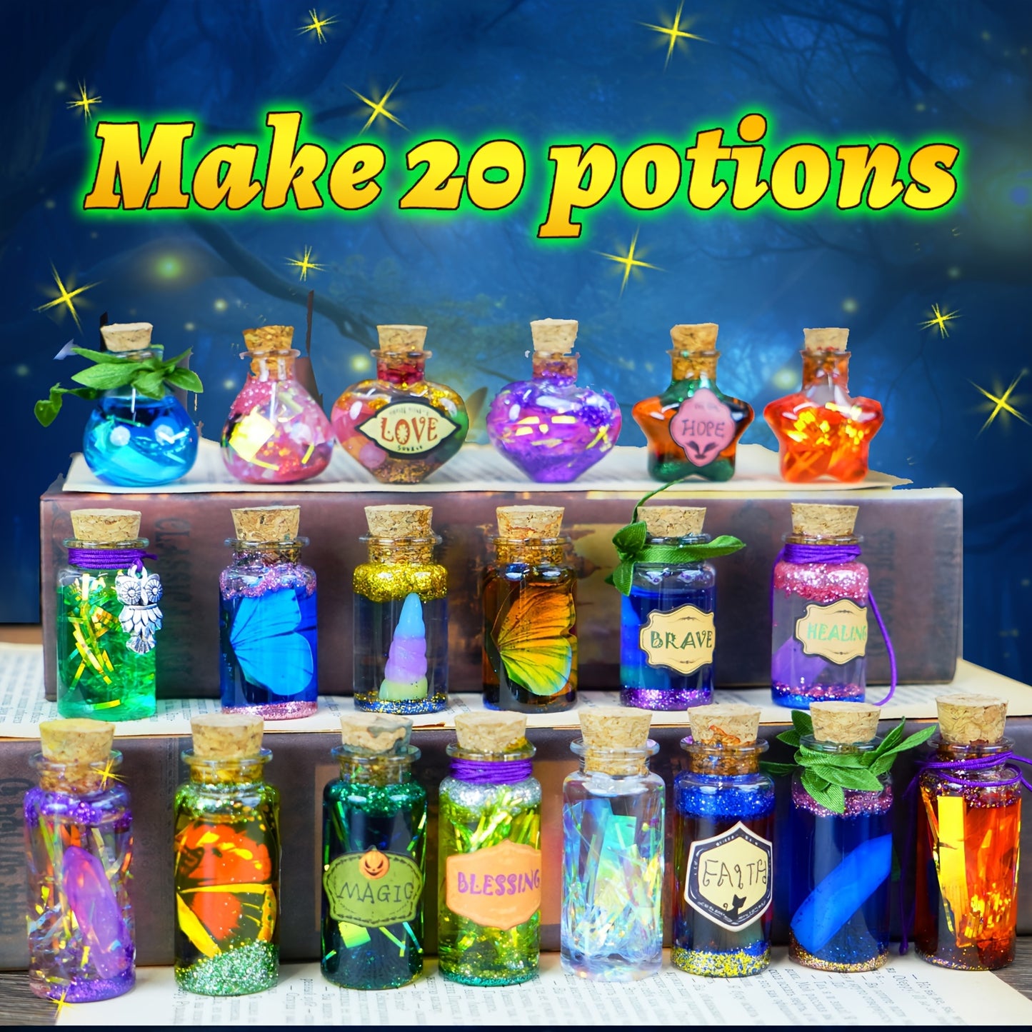 FOMOMDI DIY Wizard Potions Kit, Mix 20 Bottles Fairy Magic Potions, Valentine'S Day Halloween Birthday Art Craft Gift For Girls Kids
