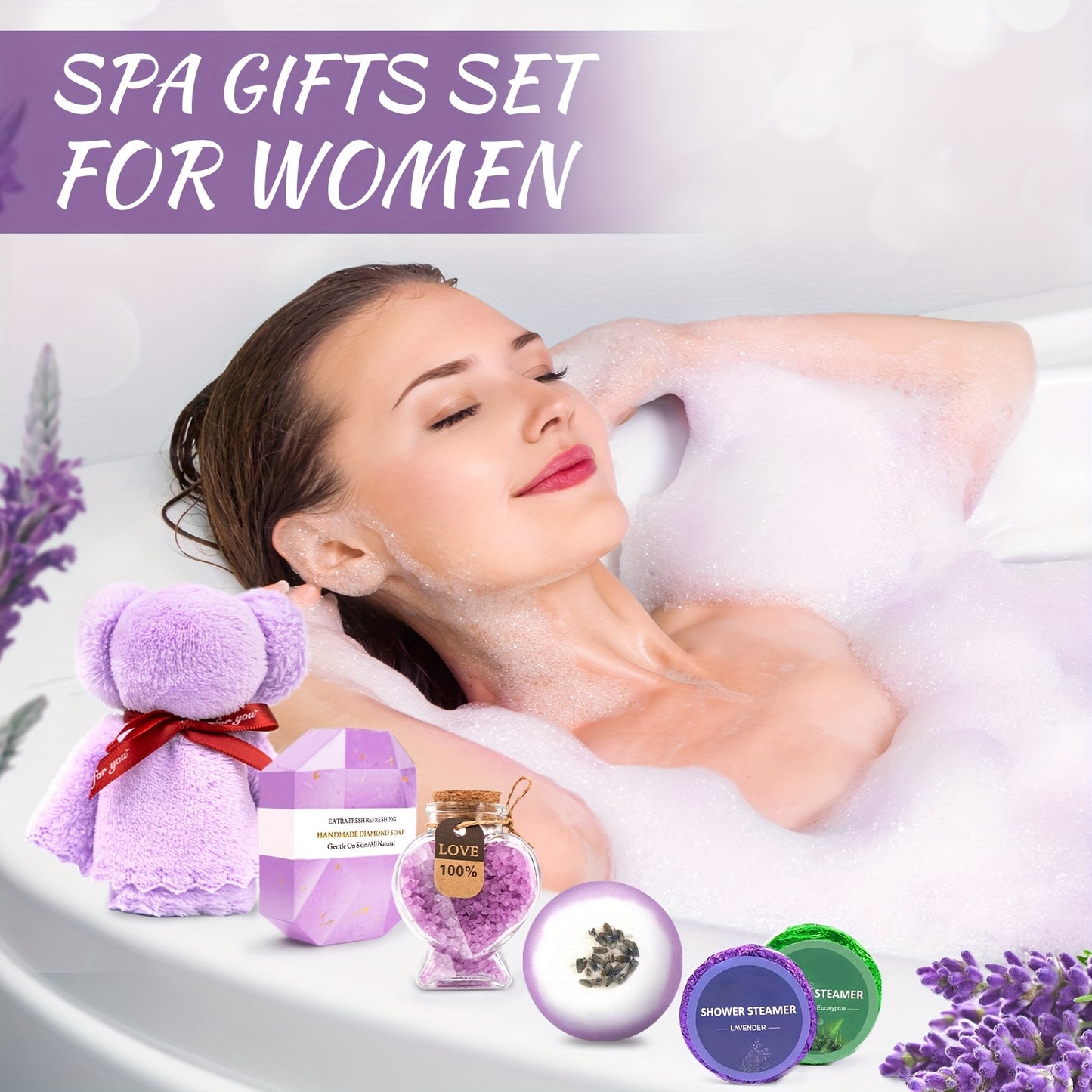 mother's day gifts Gifts for Women, Lavender Gifts Set,16pcs Gift Set for Women, Mom, Wife, Girlfriend, Sister, Unique for Birthday, Christmas, Valentine's Day, Mother's Day Gifts - Lavender Gift Basket Set