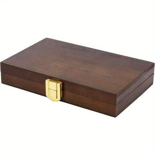 36-Well Wooden Watercolor Paint Palette Box - Portable, Durable Dark Walnut with Golden Accents, 4" x 6" - Ideal for Artists & Hobbyists