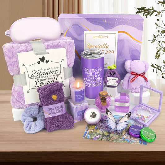 mother's day gifts Gifts for Women, Lavender Gifts Set,16pcs Gift Set for Women, Mom, Wife, Girlfriend, Sister, Unique for Birthday, Christmas, Valentine's Day, Mother's Day Gifts - Lavender Gift Basket Set