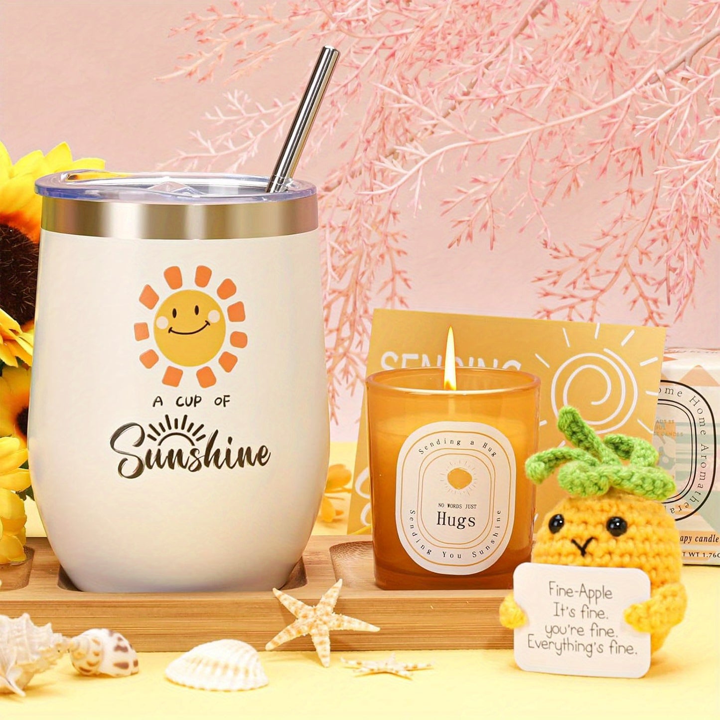 Sunshine Gifts for Women, Birthday Gifts for Her, Cheer Up Box, Relaxing SPA gifts Basket, Self Care Package with Sunshine for Her, Mom, Sister, Friend, Multi-Item Party Favor Packs