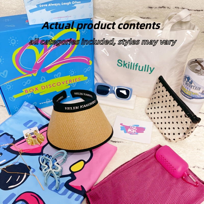 10pcs Tropical Beach Women's Gift Basket, Includes Insulated Cup, Cozy Blanket, Straw Hat, Fashion Fashion Glasses More, Perfect for Beach Days, Birthdays, Easter, Or Get Well Wishes, Ideal for Girlfriend, Mom, Best Friends
