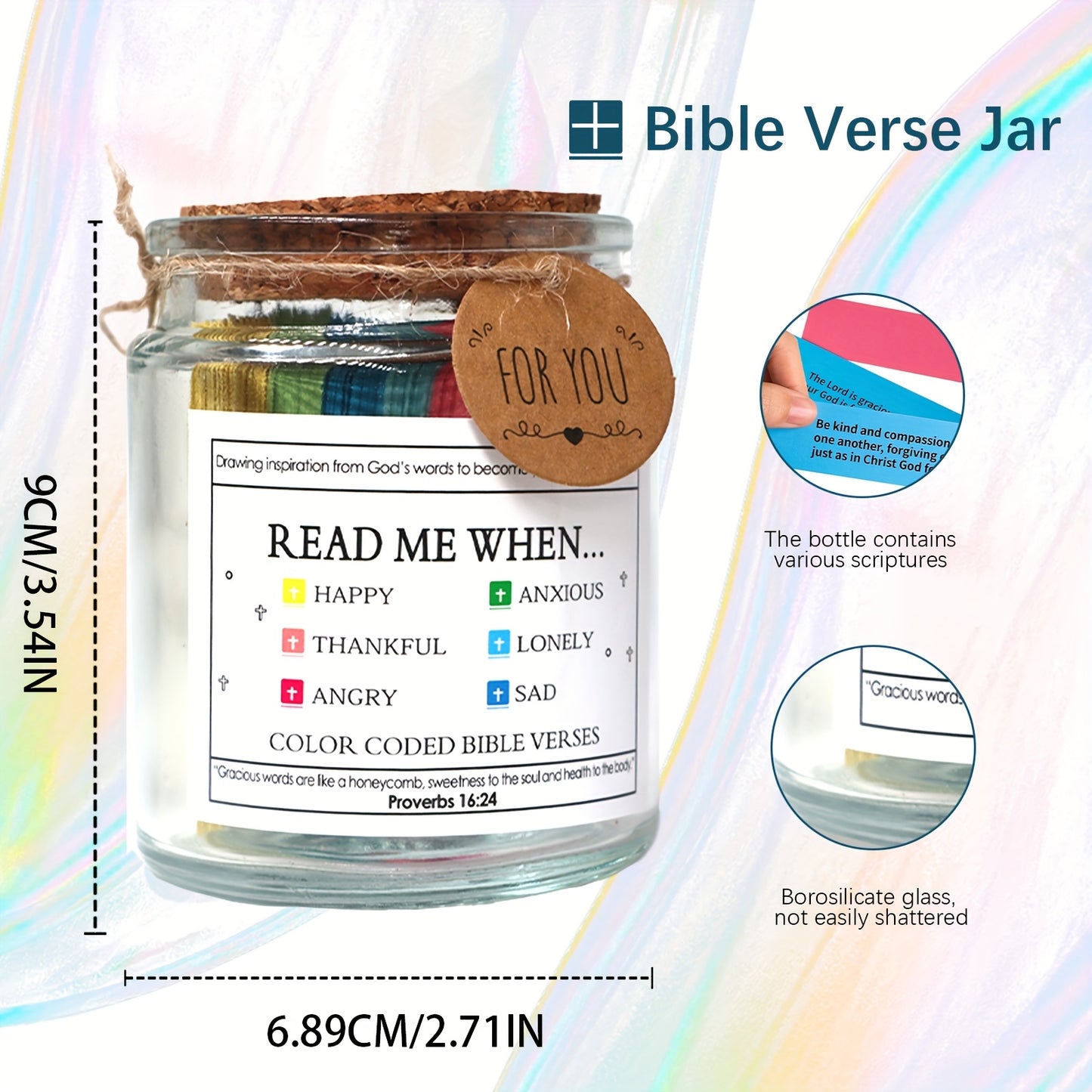 Christian Gifts for Women, 6pcs Inspirational Religious Gifts for Women with Bible Verse Emotions Jar Prayer Quilt with Cross Inside, Christian Gifts for Women