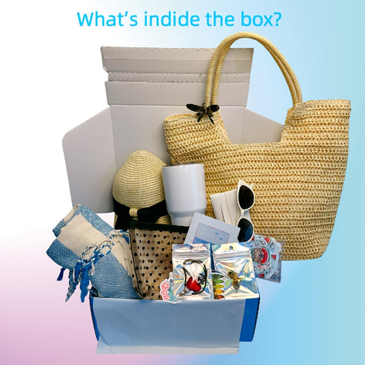 10pcs Tropical Beach Women's Gift Basket, Includes Insulated Cup, Cozy Blanket, Straw Hat, Fashion Fashion Glasses More, Perfect for Beach Days, Birthdays, Easter, Or Get Well Wishes, Ideal for Girlfriend, Mom, Best Friends
