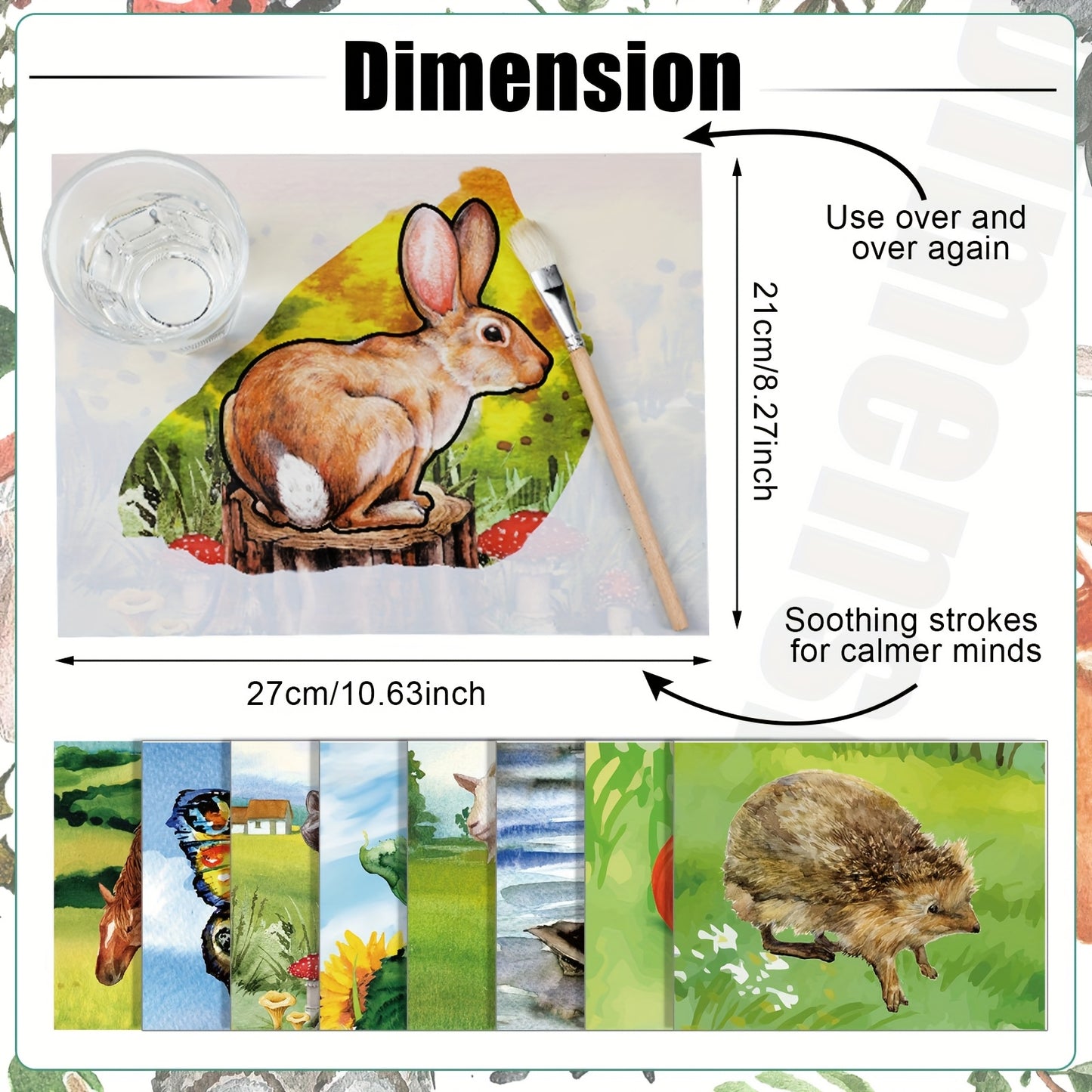 20pcs Dementia Activities For Seniors Dementia Products For Elderly Paint With Water Books For Adults Reusable Water Painting Painting Brush Paint Set Drawing Gifts