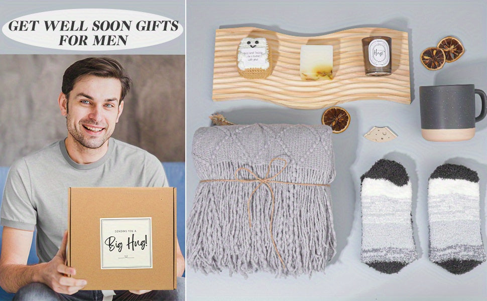 Get Well Soon Gift Basket Men, Self Care Gifts For Men, Get Well Gifts For Men After Surgery, Thinking Of You Gifts For Men, Sympathy Gift For Dad Husband Brother Men Coffee Mugs