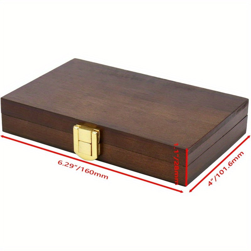36-Well Wooden Watercolor Paint Palette Box - Portable, Durable Dark Walnut with Golden Accents, 4" x 6" - Ideal for Artists & Hobbyists