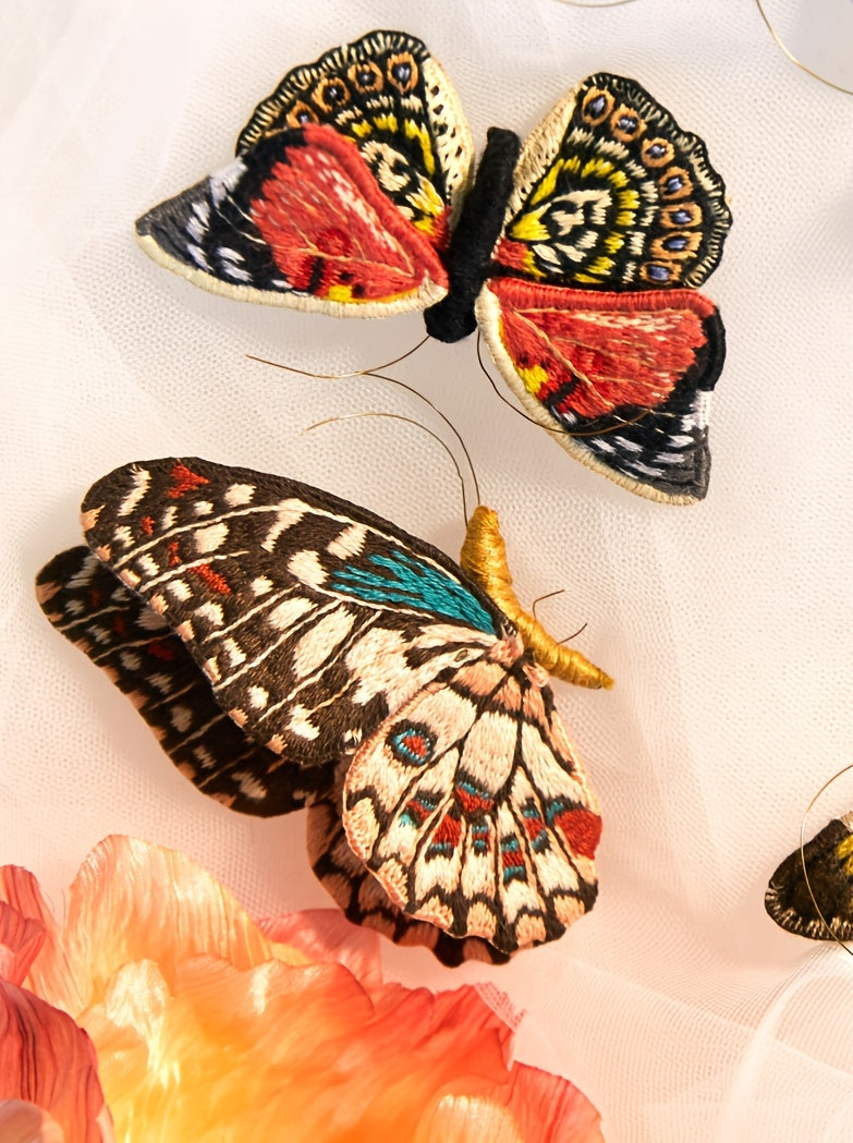 4D DIY Embroidery Butterfly Kit | Mixed Color, Easy-to-Use, Handmade Craft Gift for Family and Friends - All Seasons Fabric Brooch Pin Set