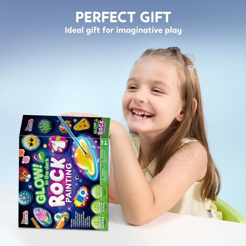 1 Set JOYIN Rock Painting Kit- Glow in The Dark Rock Kit, Arts and Crafts for Kids Ages 6-12, Art Supplies Toy, Kids Craft Paint Kits, Arts & Crafts for Boys Girls Birthday Party Gift Toy
