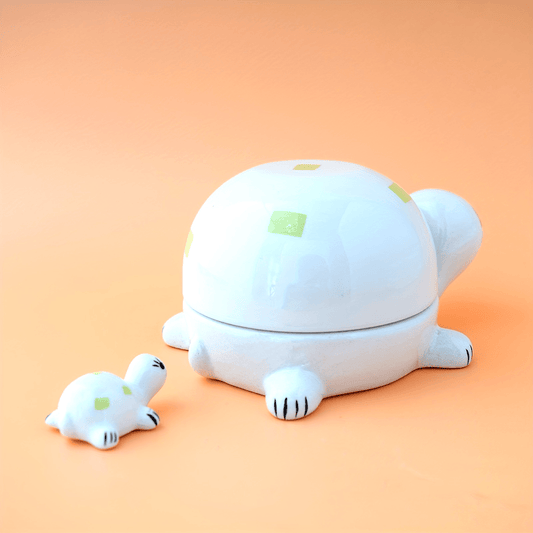 [Ceramic Paint Palette Set] Ceramic Paint Palette And Brush Holder Set | Turtle Shaped Design with Water Bowl Lid | for Watercolor, Acrylic, And Gifts for Painting Lovers- Multi-functional Art Supply