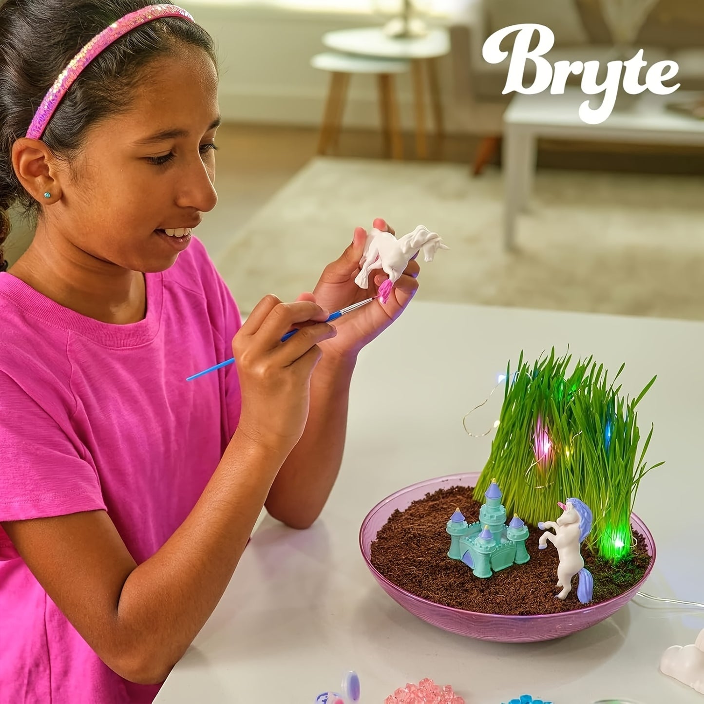 Light Up Unicorn Terrarium Kit - Grow Plant, Castle, Paint Set, Crystal Rock, Fairy Garden Lights, Arts & Crafts, STEM Activities, Birthday Gifts