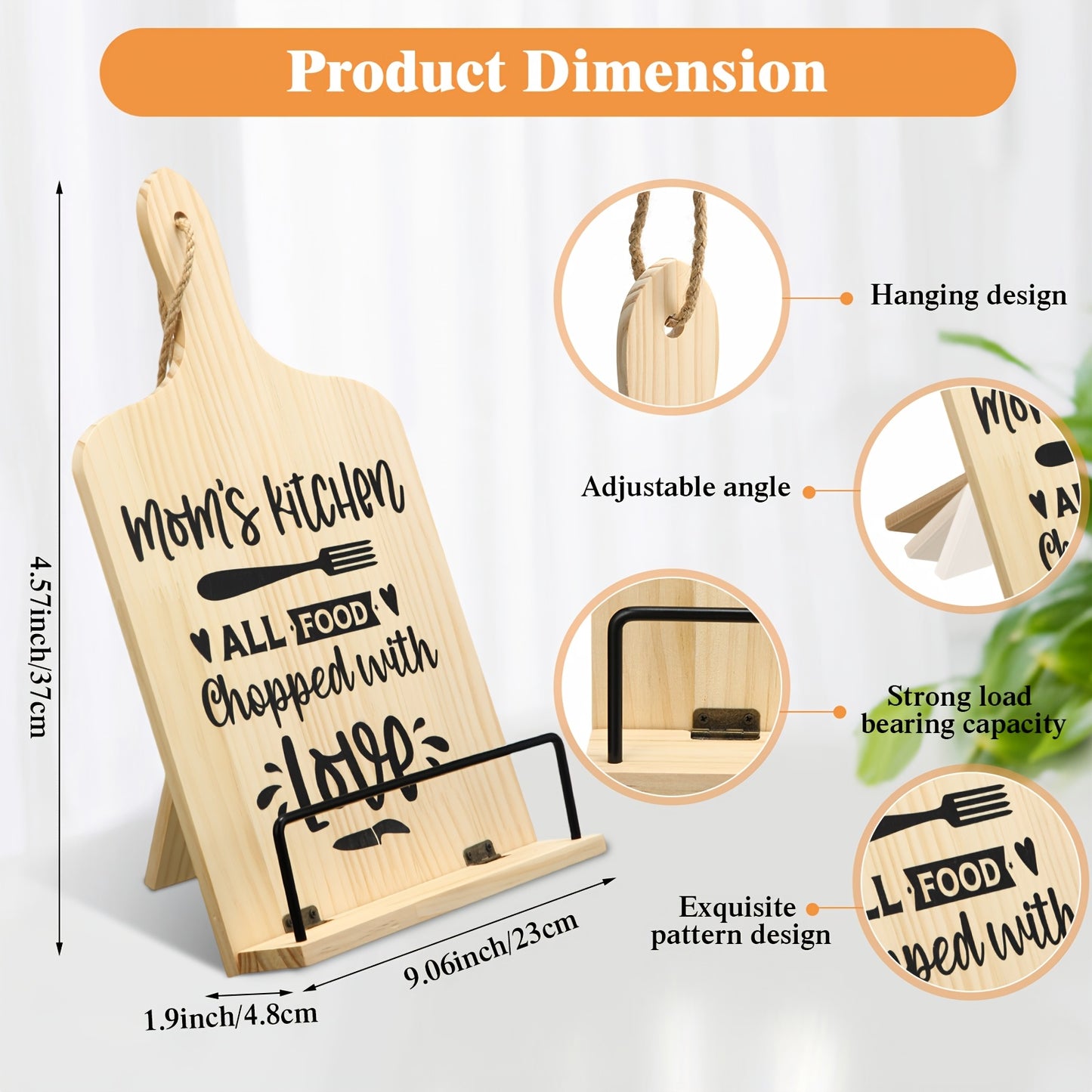7pcs Gifts For Grandma Mom NANA, Christmas Gifts Birthday Gift Wooden Adjustment Cookbook Stand Cooking Utensils Set Kitchen Apron For Birthday Christmas Thanksgiving Winter Gift (Mom)