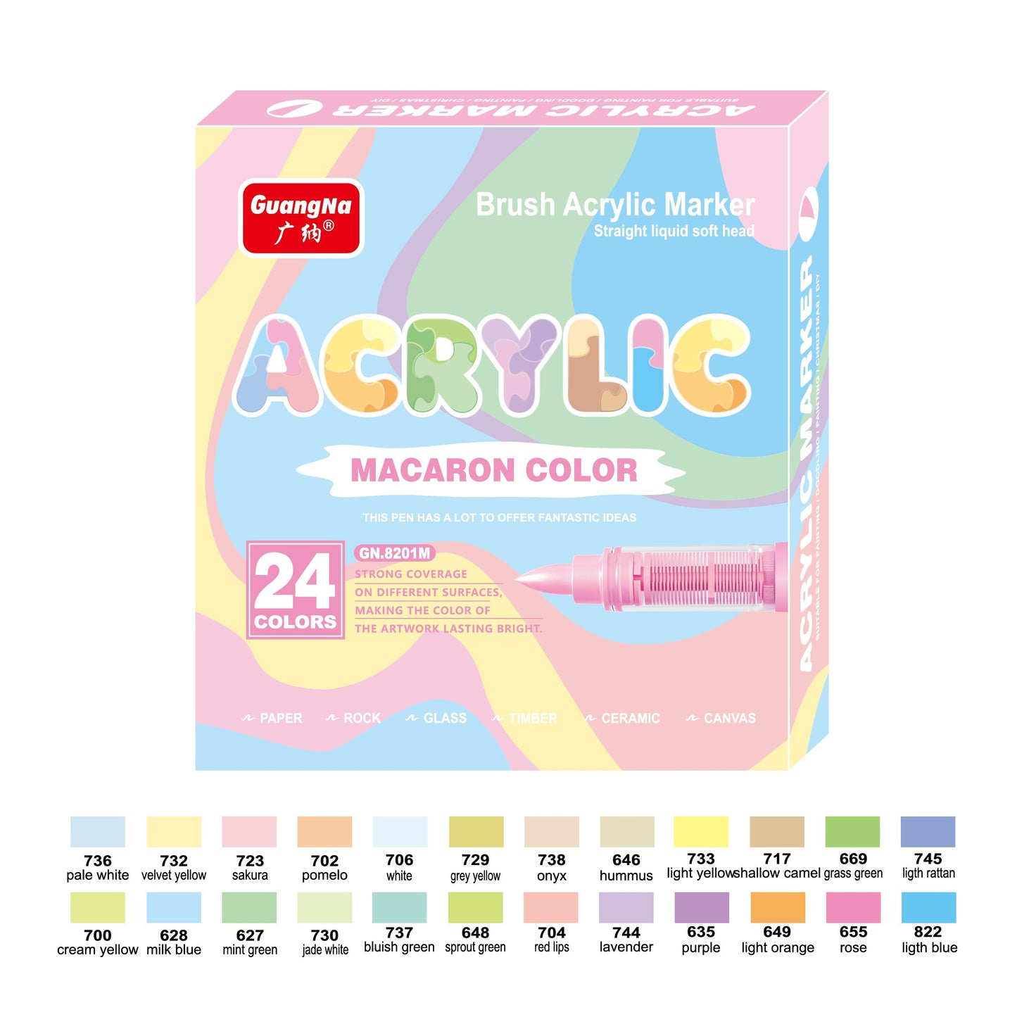 1 Set of 24 Vibrant Colors Soft-Tip Free Press Painting Doodle Overlay Pen - Waterproof, Non-Toxic, and Perfect for Stone, Glass, Ceramic, Easter Eggs, Metal, and Wood