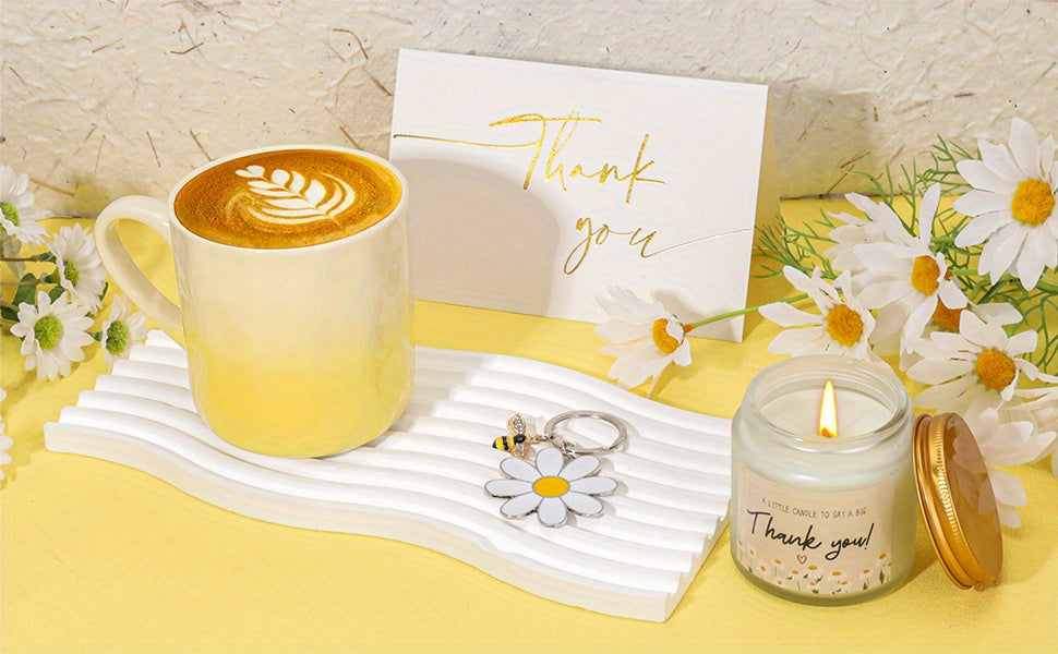 Daisy Appreciation Gift Basket for Women – Thank You Gifts for Mom, Nurse, Teacher, Coworker – Includes Burlap Tote Bag, Daisy Candle, and Keepsake Box – Perfect for Mother’s Day, Farewell, or Employee Appreciation, D