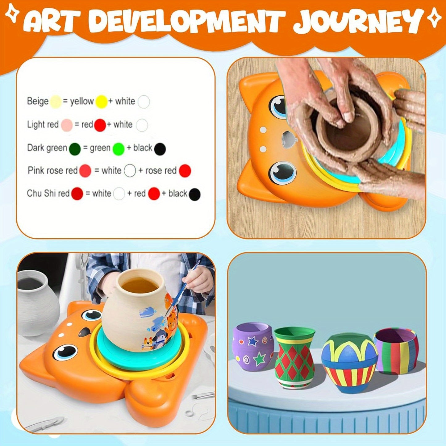 DIY Pottery Kit for Beginners Air Dry Clay Painting, Art And Crafts Birthday Gifts