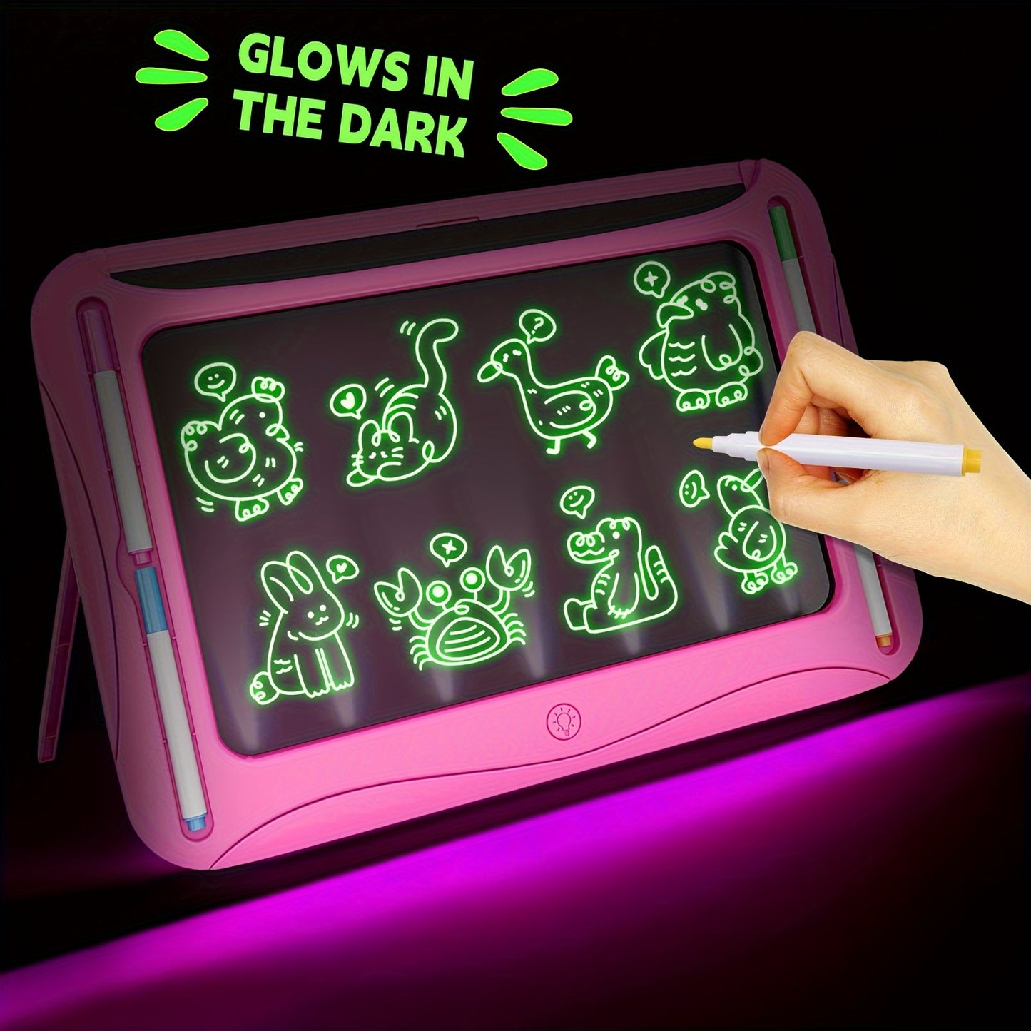 [Luminous Drawing Board] 9 Double-Sided Cards, 6 Markers LED Kids Drawing Board | Luminous Tracing Board, Graffiti Writing Board Learning Toy | Girls Toys for 6-8 Years Old, 4-6 Years Old Christmas Birthday Gift