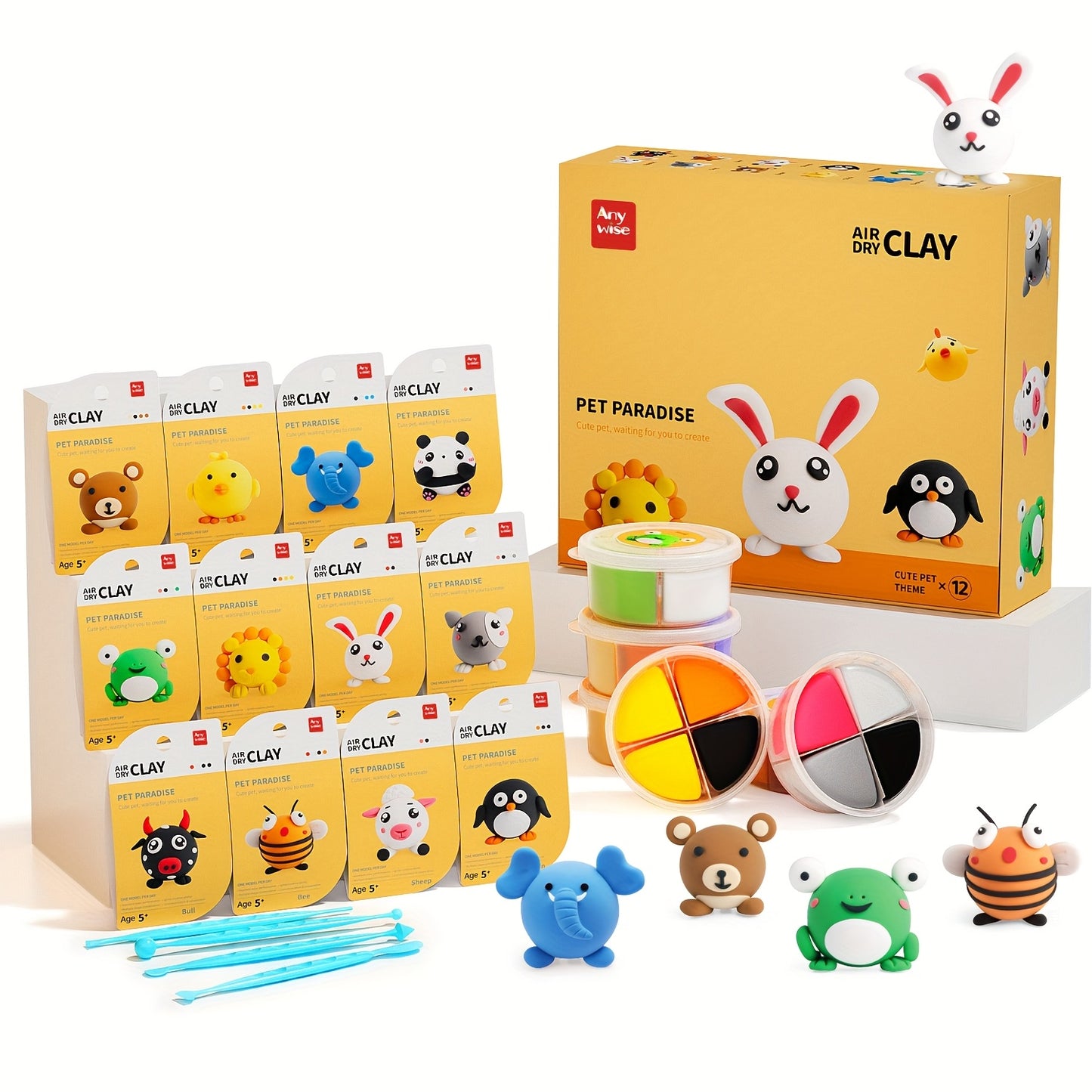 [Magic Air Dry Clay] 48 Colors Air Dry Clay Set, DIY Magic Clay | Super Light Modeling Clay, Individually Packaged 12 Boxes, Comes with Accessories, Tools and Tutorial, Easter Slime Fun for Kids