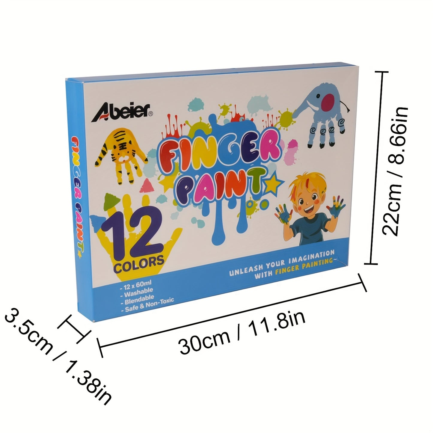 12-Color Finger Paint Set (with/without Tools), 12 Washable & Blendable Bright Colors, Safe & Non - Toxic, Each Tube 2.03oz, Great for Art Projects, Tools Come with 2 Rollers, 5 Sponges, 4 Shovels, 5 Paint Brushes, 1 Palette
