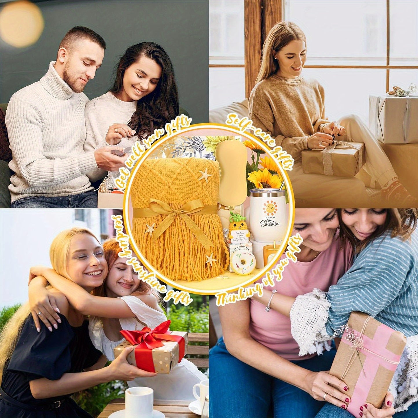 Sunshine Gifts for Women, Birthday Gifts for Her, Cheer Up Box, Relaxing SPA gifts Basket, Self Care Package with Sunshine for Her, Mom, Sister, Friend, Multi-Item Party Favor Packs